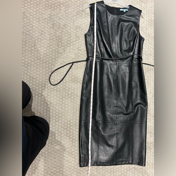 Blk leather and fabric dress sz 8 Antonio Melani- lined - Picture 5 of 10